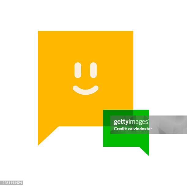 happy emoji on speech bubble - wellness program stock illustrations