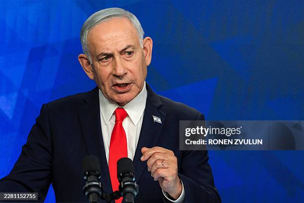 Israel's Prime Minister Benjamin Netanyahu gives a news conference in Jerusalem on June 15, 2026. Netanyahu said on June 15 that he intended to run...