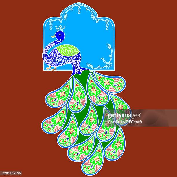 rangoli peacock - pheasant feathers stock illustrations
