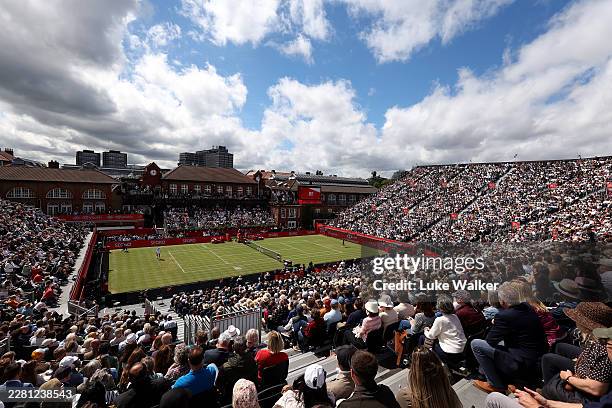 General view of Andy Murray Arena during the Women's Singles second round match between Sorana Cirstea of Romania and Emma Raducanu of Great Britain...