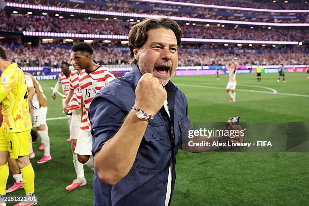 Mauricio Pochettino, Head Coach of the United States, celebrates after the team's victory in the FIFA World Cup 2026 Group D match between USA and...