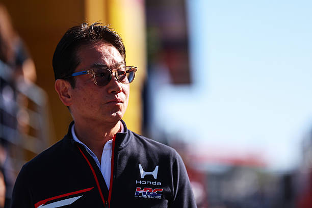 Koji Watanabe, President, CEO and Representative Director of Honda Racing Corporation arrives in the Paddock prior to final practice ahead of the F1...