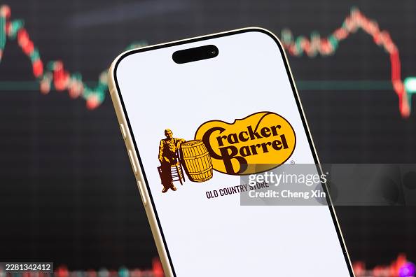 Cracker Barrel Old Country Store Logo Shown on Smartphone with Latest Stock Market Chart Cracker Barrel Old Country Store Logo Shown on Smartphone with Latest Stock Market Chart
