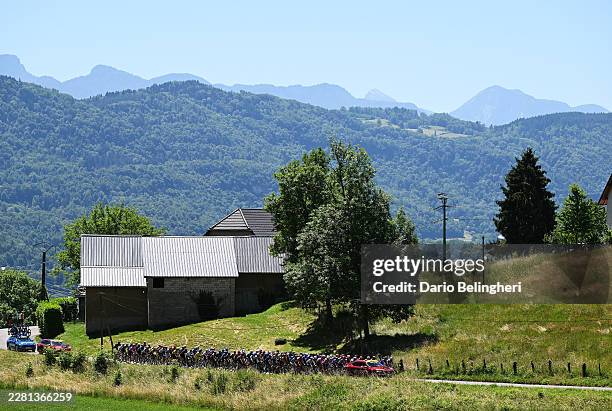 General view of the peloton passing through a landscape during the 78th Tour Auvergne-Rhone-Alpes 2026, Stage 7 a 133.6km stage from La Bridoire to...