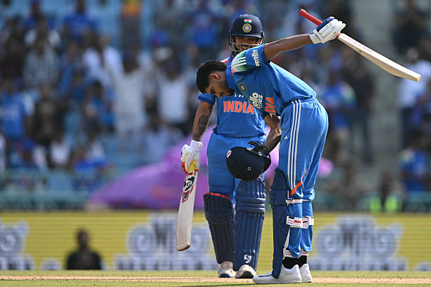 India's captain Shubman Gill celebrates after scoring a century during the second one-day international cricket match between India and Afghanistan...