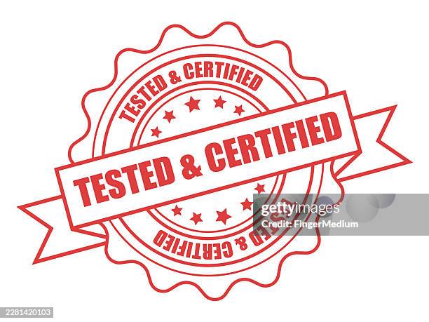 tested and certified rubber seal stamp - certification stamp stock illustrations