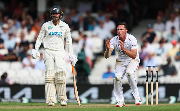 Sonny Baker of England rues a near miss during Day One of the 2nd Rothesay Test Match between England v New Zealand at The Kia Oval on June 17, 2026...