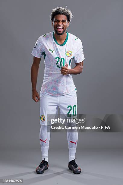 Ibrahim Mbaye of Senegal poses for a portrait during the official FIFA World Cup 2026 portrait session on June 12, 2026 in New Brunswick, New Jersey.