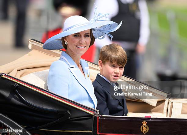 Catherine, Princess of Wales and Prince Louis of Wales during Trooping The Colour on June 13, 2026 in London, England. Trooping The Colour is a...