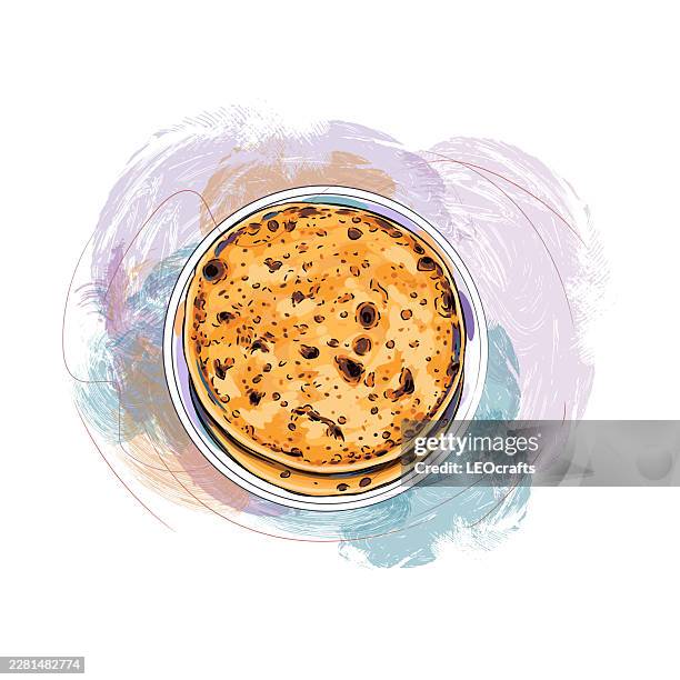 indian food or breakfast aloo paratha - paratha stock illustrations