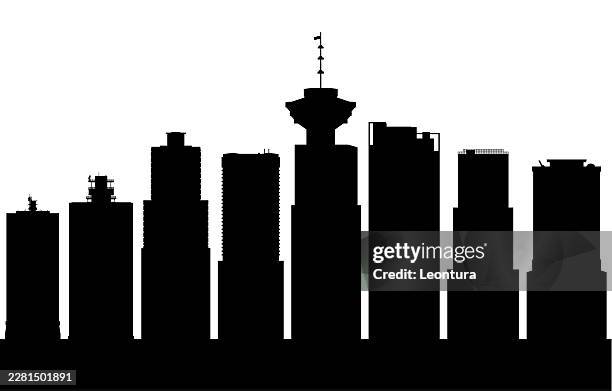 vancouver skyline (all buildings are moveable and complete) - observation deck stock illustrations