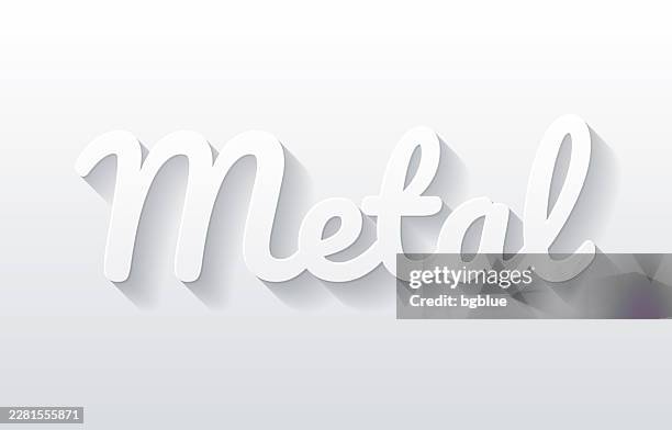 metal - flat design with paper cut effect on blank background - metal type stock illustrations