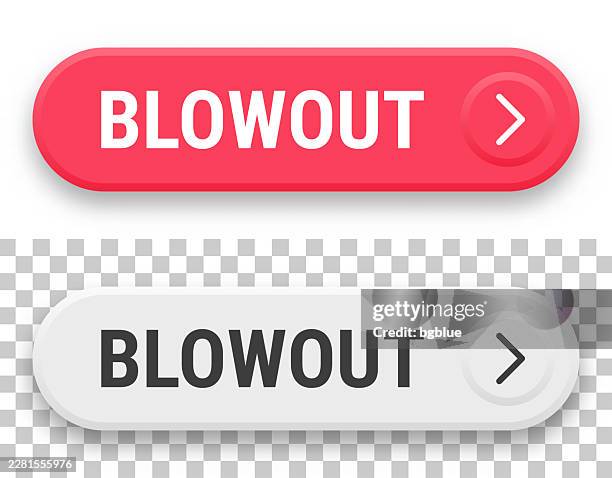blowout - 3d click web buttons on blank background - colour explosion transparent background stock illustrations