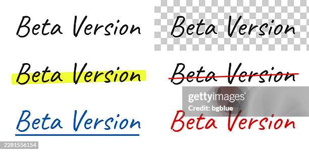 beta version - handwritten text, highlighted, crossed out, underlined on blank background - beetroot stock illustrations