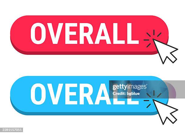 overall - red and blue buttons with cursor on white background - general view stock illustrations