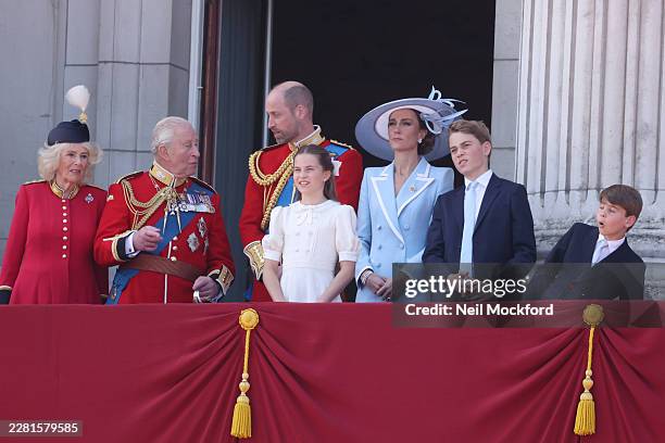 Queen Camilla, King Charles III, Prince William, Prince of Wales, Catherine, Princess of Wales, Princess Charlotte of Wales, Prince Louis of Wales...