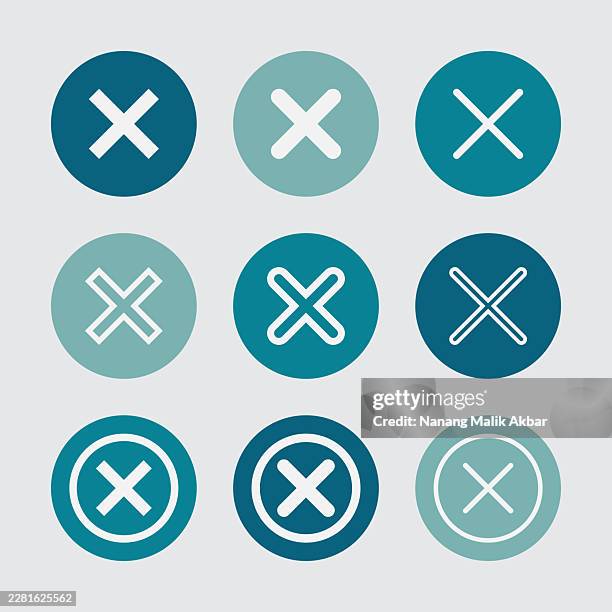 cross x icon set - x marks the spot stock illustrations