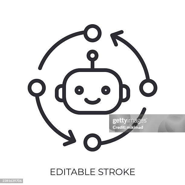 ai automation process icon. editable stroke vector symbol - programming team stock illustrations