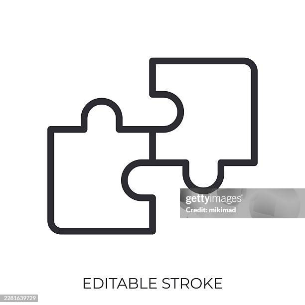 puzzle connection icon. editable stroke vector symbol - integrated solutions stock illustrations