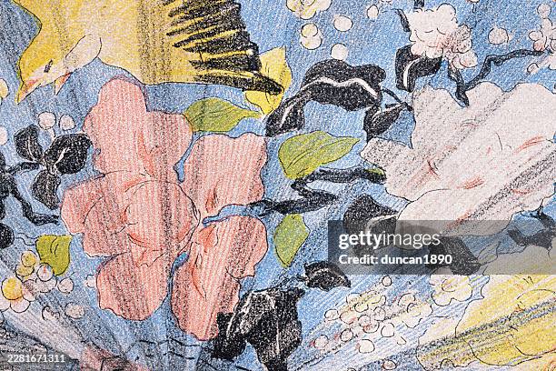 close up, abstract, bird and floral pattern, art nouveau, jugendstil, vintage illustration, 19th century 1890s - 19th century style stock illustrations