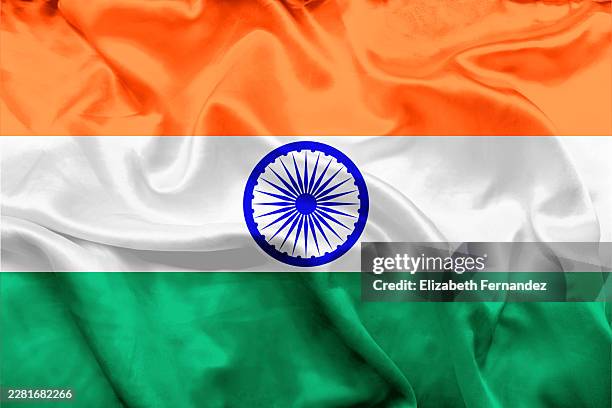flag of india on fabric textile - ashoka chakra stock pictures, royalty-free photos & images