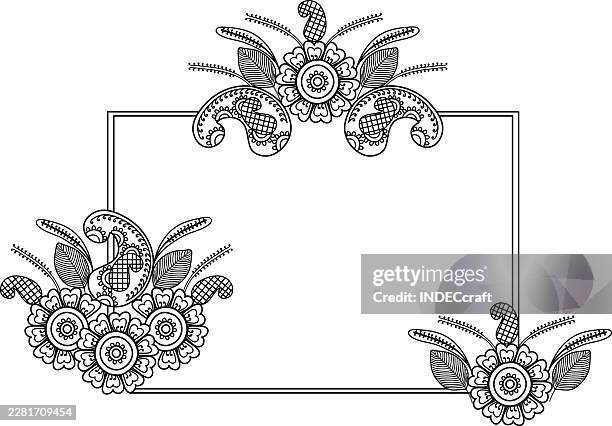 henna floral frame - bandana pattern stock illustrations