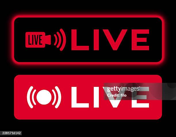 live broadcast internet live streaming design element icon symbol badge - streaming tv stock illustrations