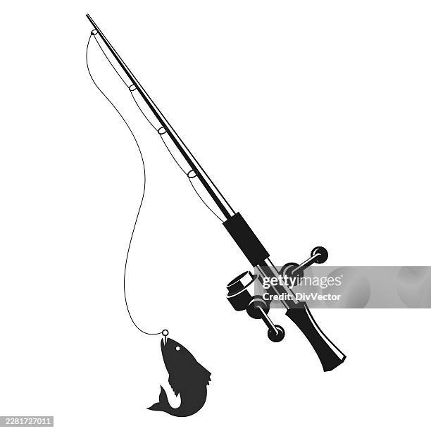 fishing rod vector illustration - fishing rod stock illustrations