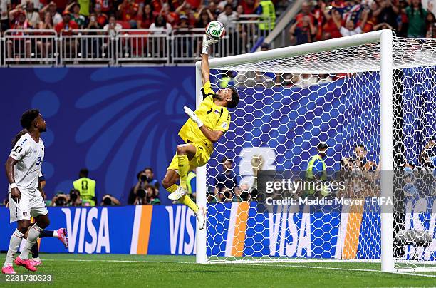 Vozinha of Cabo Verde makes a save during the FIFA World Cup 2026 Group H match between Spain and Cabo Verde at Atlanta Stadium on June 15, 2026 in...