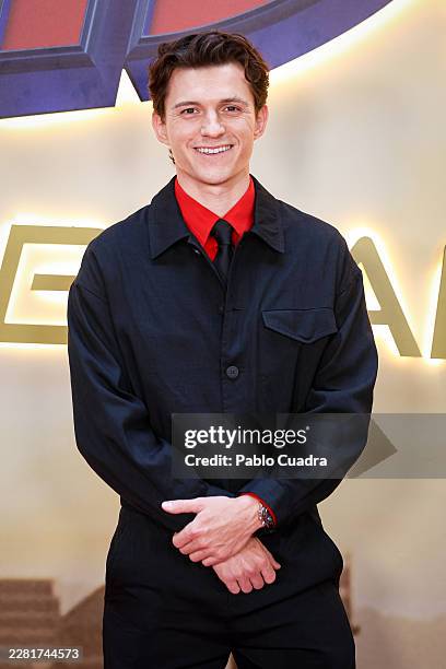 Tom Holland attends the "Spider-Man: Brand New Day" photocall at Four Seasons Hotel on June 15, 2026 in Madrid, Spain.