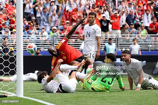 Romelu Lukaku of Belgium forces an own goal by Mohamed Hany of Egypt during the FIFA World Cup 2026 Group G match between Belgium and Egypt at...