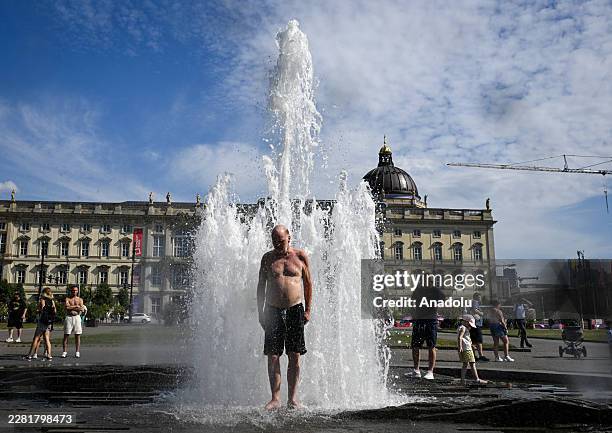 People cool off in ornamental fountains as high temperatures affect Berlin, Germany on June 19, 2026. Temperatures periodically exceeded 30 degrees...
