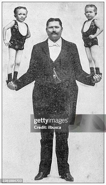 mr rossow's midgets, circus performers - circus acrobat stock illustrations