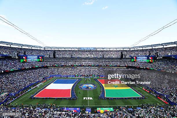 Players line up before the FIFA World Cup 2026 Group I match between France and Senegal at New York New Jersey Stadium on June 16, 2026 in East...