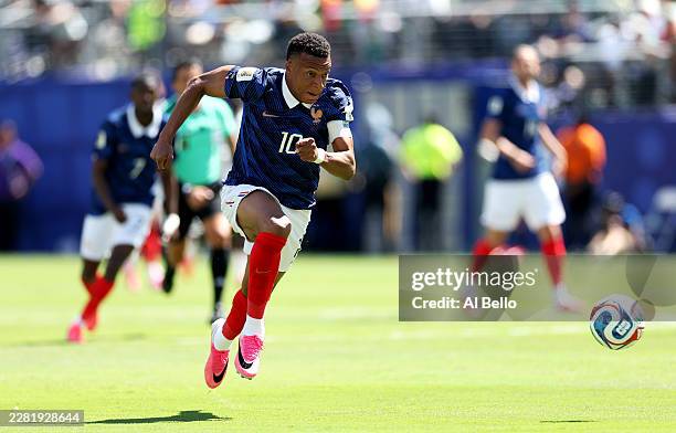 Kylian Mbappe of France chases after the ball during the FIFA World Cup 2026 Group I match between France and Senegal at New York New Jersey Stadium...