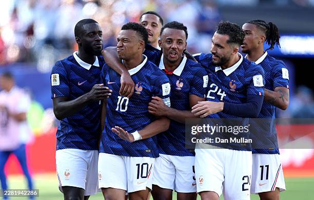 Kylian Mbappe of France celebrates with teammates after scoring the team's second goal during the FIFA World Cup 2026 Group I match between France...