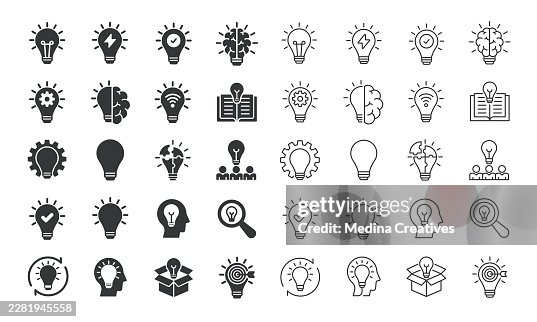 Light Bulb Icons - Line and glyph solid multi series icon collection Light Bulb Icons - Line and glyph solid multi series icon collection