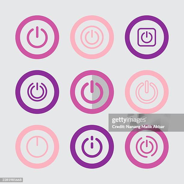 power on and off icon set - toggle switch stock illustrations