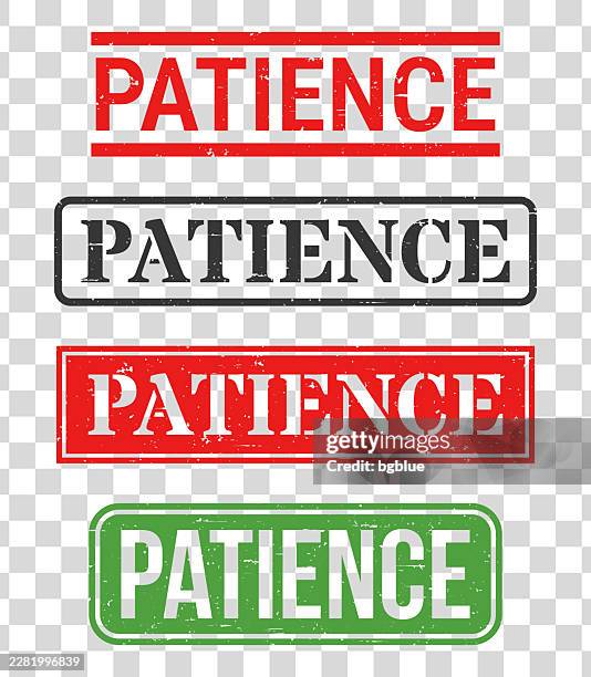 patience - rubber stamp set on blank background - grit texture stock illustrations