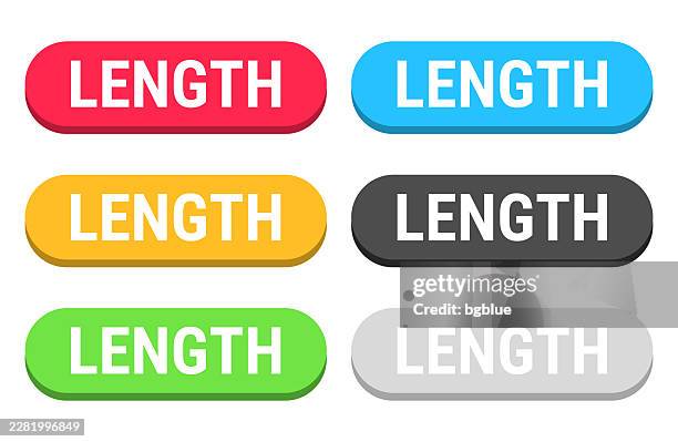 length - colorful 3d click web buttons on blank background - long time stock illustrations