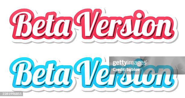 beta version - 3d text in red and blue on white background - beetroot stock illustrations