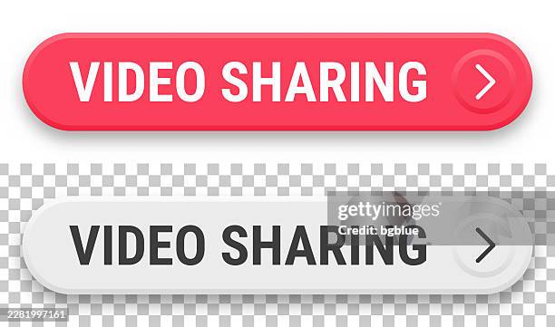 video sharing - 3d click web buttons on blank background - share button stock illustrations