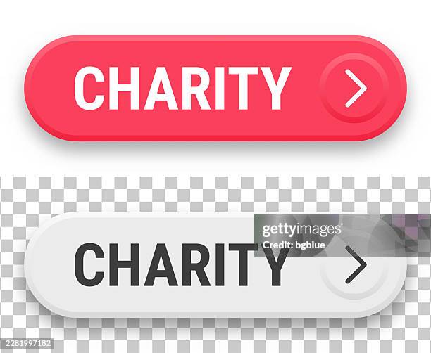 charity - 3d click web buttons on blank background - donate button stock illustrations