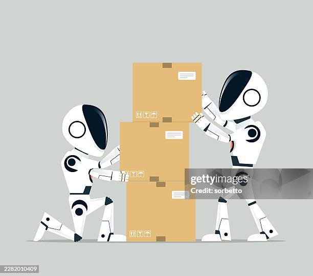 ai robot - automation warehouse - warehouse robot stock illustrations