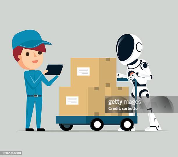 automation warehouse - remote collaboration stock illustrations