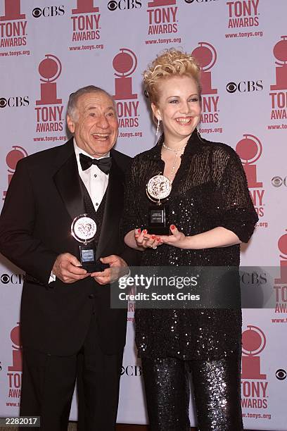 Mel Brooks and Susan Stroman in the pressroom for the American Theatre Wing's 55th Annual Antoinette Perry Tony Awards at Radio City Music Hall in...