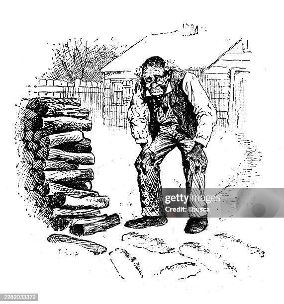 firewood stack thief revenge comic cartoon - stacking wood stock illustrations