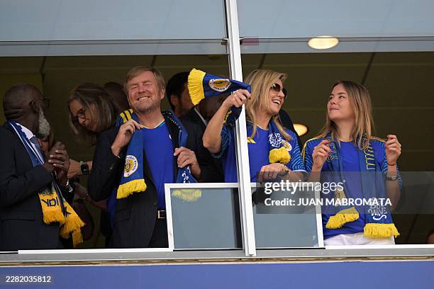 King Willem-Alexander of the Netherlands, Queen Maxima of the Netherlands and Princess Ariane of the Netherlands cheer ahead of the 2026 World Cup...