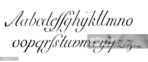 antique font typescript - script type stock illustrations