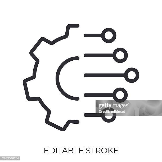 technology integration icon. editable stroke vector symbol - workflow automation stock illustrations